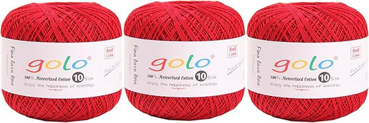 golo 3 Balls Crochet Thread Size 10 Crochet Yarn for Hand Knitting 136