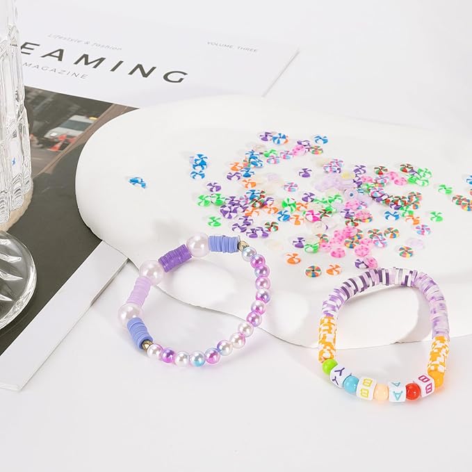 XSEINO 9360PCS Clay Beads Bracelet Making Kit,46Colors Flat Friendship Polymer Heishi Beads for Jewelry Making with Rich Jewelry Making Accessories for Crafts Christmas Gifts