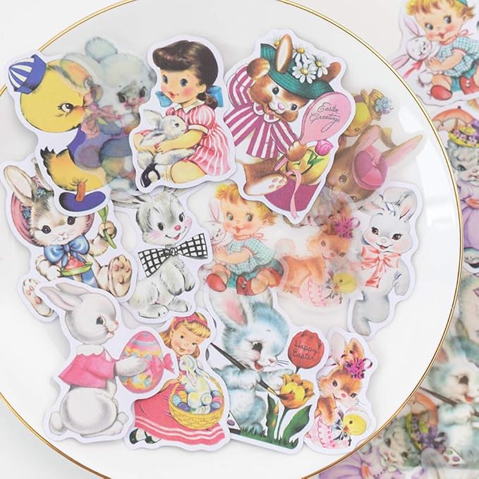 Alideco 80Pcs Vintage Vinyl Scrapbooking Stickers Packs, Funny Aesthetic Kawaii Stickers for Adult, for Girls Journaling Assorted Phone