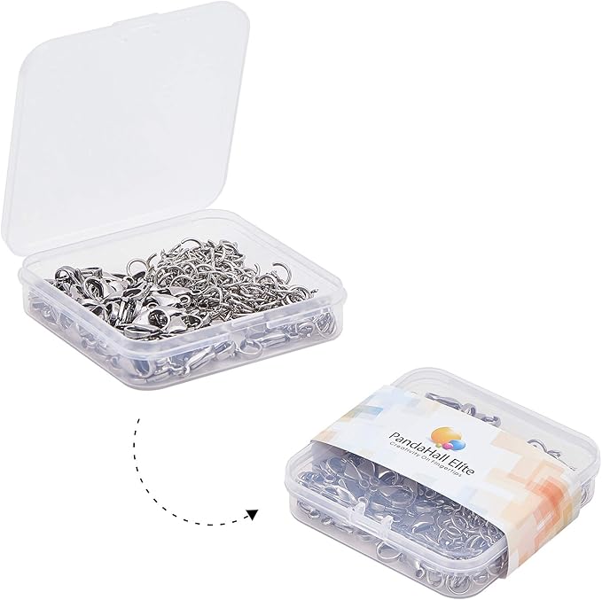 PH PandaHall 60pcs 15mm 304 Stainless Steel Lobster Claw Clasps with 120 pcs 6mm Jump Rings Jewelry Closure Fastener Hook for Earring Bracelet Necklace Pendants DIY Craft Making, Stainless Steel Color