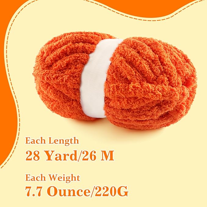 8 Pack Chunky Yarn for Crocheting and Knitting, Soft Blanket Thick Chenille Yarn - 28 Yds 7.7 Oz Each Skein (Black, White, Gray)