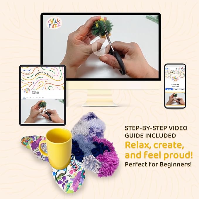 ChillFuzz DIY Boho Butterfly Coaster Kit Handcrafted Yarn Craft Set for Adults & Teens Colorful Crochet Coasters Beginner-Friendly DIY Home Decor Purple Aurora