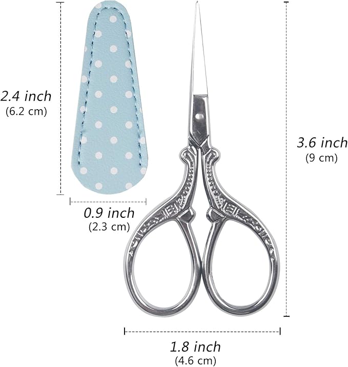 Sewing Embroidery Scissors Mini 3.6 inch Craft Scissors Shears for Crafting Fabric Scissor for Art Work Threading Needlework DIY Tools with Leather Scissor Cover