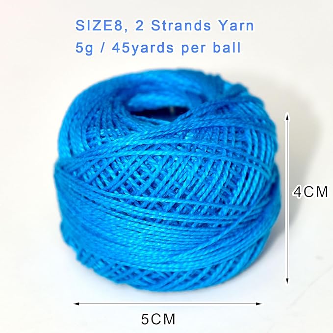 Crochet Thread 10 Balls Cardinal Size 8 for Crochet Hardanger Cross Stitch Needlepoint Hand Embroidery (Cool Color Series)