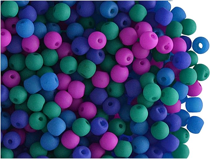SCARA 600 pcs Czech Glass Round Beads 0.12 inches (3mm), Dark NEON (UV Active) Glass Beads for Jewelry and Bracelets Making, Beads for Bracelets, Bead kit Dark Neon Mix