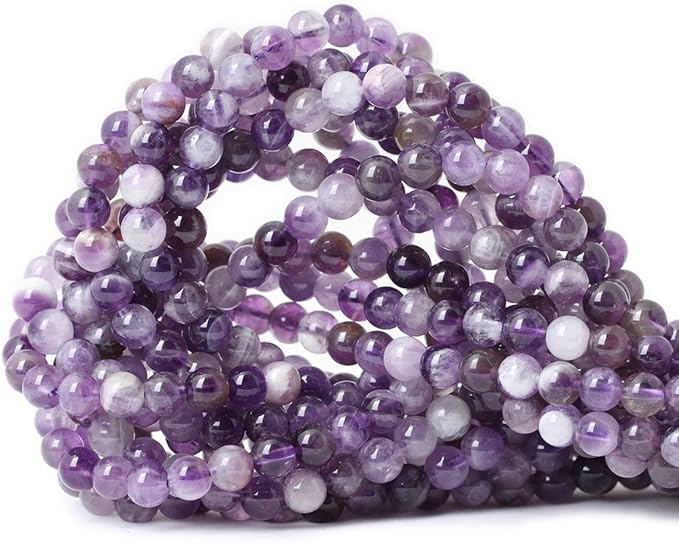 cheavian 60pcs 6mm natural dog teeth amethyst gemstone round loose beads crystal energy stone healing power for jewelry making 1 strand 15"