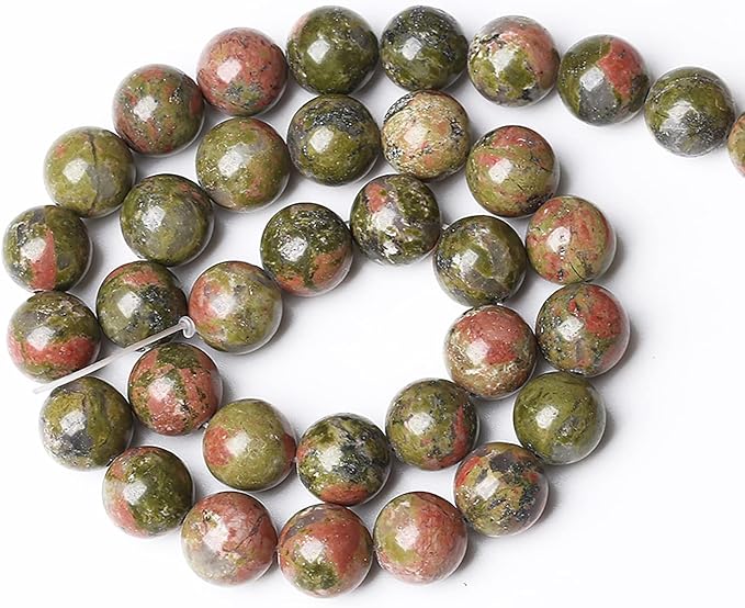 45pcs 8mm Natural Unakite Gemstone Beads Round Loose Beads for Jewelry Making DIY Bracelet Necklace