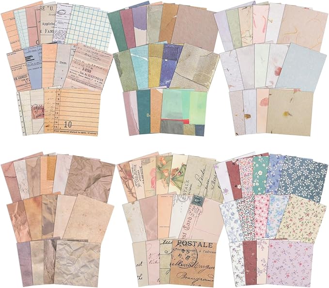 360 Pcs Vintage Scrapbook Paper, Journaling Supplies Kit, Delicate Decorative Paper with Floral Stickers & Multi-Size Scrapbook Paper for Junk Journal, DIY Collage Art, Vintage Crafts