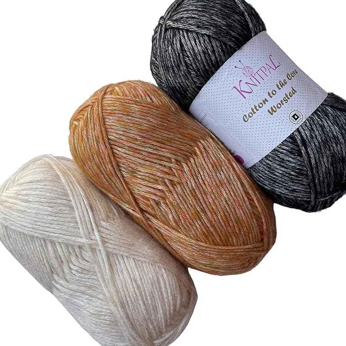 Cotton to The Core Worsted Weight Yarn for Crocheting, 3-Pack (654Yds / 300G), Free Patterns, Beginners Friendly - Soft Cotton Yarn for Knitting - #4 Medium Worsted Weight - Bumblebee Pack