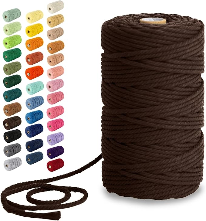 Nook Theory Macrame Cord - 4mm 109 Yards Cotton Rope, 3mm 5mm Yarn, String for Crafts, Perfect for Macrame Wall Hanging and Boho Decorations (Mocha)