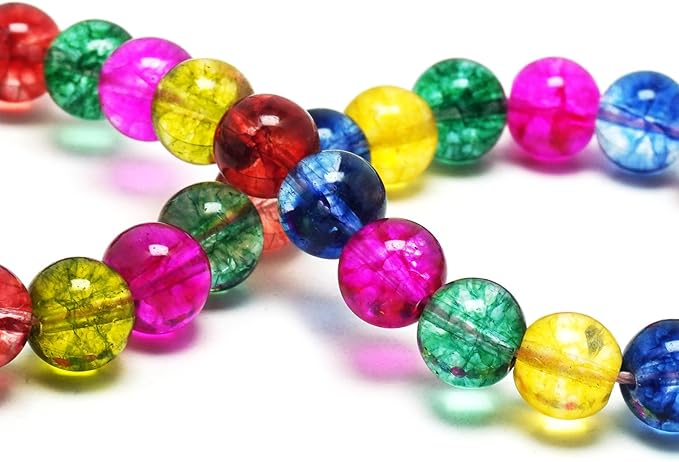 Crystal Round Beads for Jewelry Making - 8mm Glass Craft Beads for Bracelets(45-48pcs, Tourmaline Crystal)