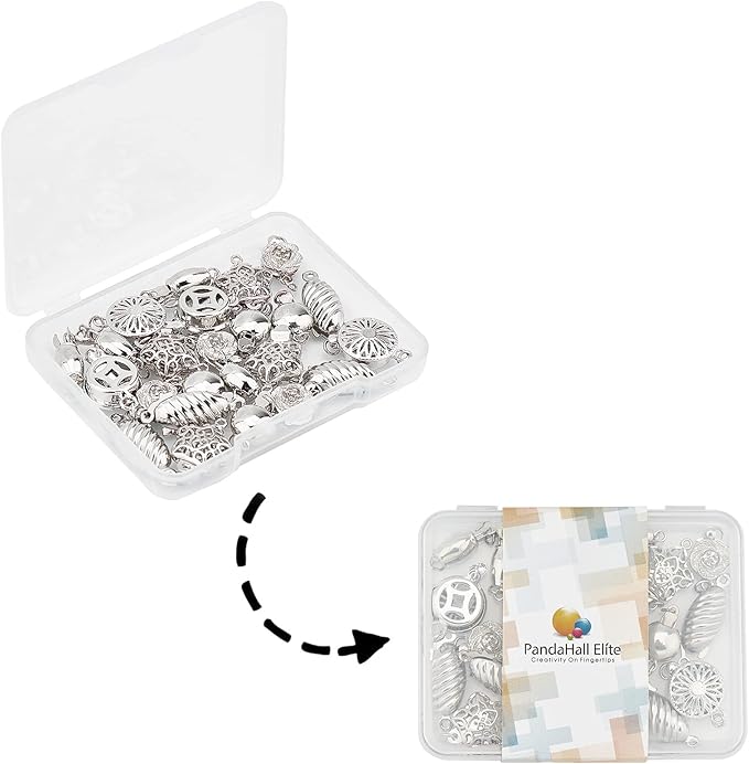 PH PandaHall 24 Sets 6 Style Filigree Box Clasps Filigree Pearl Clasps Platinum Plated Brass Single Strand Jewelry Clasps for DIY Pearl Necklace Bracelet Making