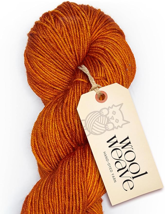 Superwash Merino Wool Yarn for Knitting & Crocheting - Premium Hand Dyed, 100gr, 240 Yards Dk Weight - Luxurious, Soft & Durable Dark Orange Yarn