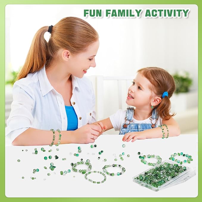 1000pcs Glass Beads for Jewelry Making Colorful Rainbow Craft Crystal Beads with Loose Beads Sparkly Beads for DIY Necklace Bracelet Earring(Green)
