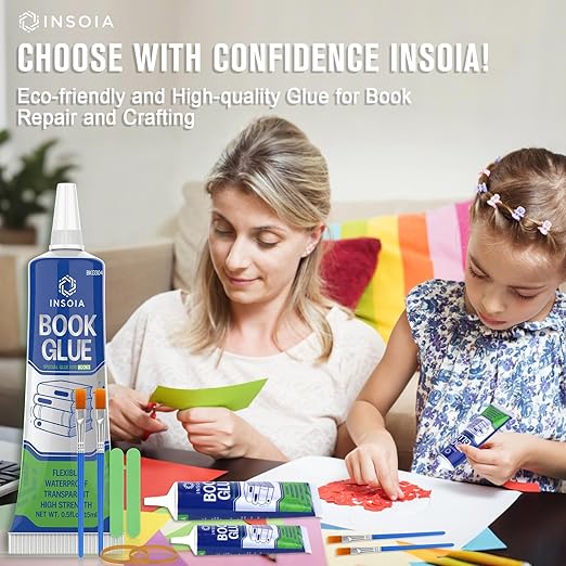 Book Glue, 15ML x 2 Book Adhesive, Clear Book Binding Adhesive, Flexible Paper Glue for Book Repair and Bonding, Envelopes, Postcards, Paper Craft, Greeting Cards, Invitations, Crafts DIY
