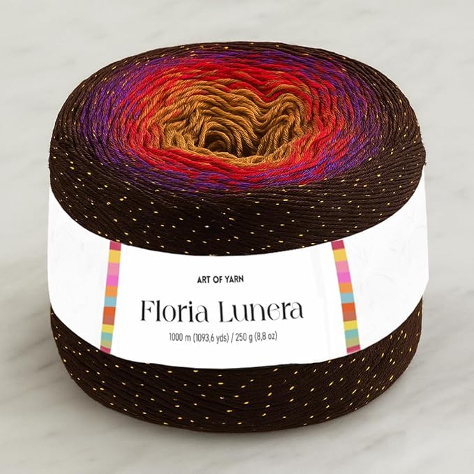 Floria Lunera Cotton Yarn 55% Cotton 45% Acrylic 250g 1093 Yards Multicolor Rainbow Crochet Yarn Handknit Cake Soft Variegated Yarn for Spring Summer Projects Blankets Scarves-93265