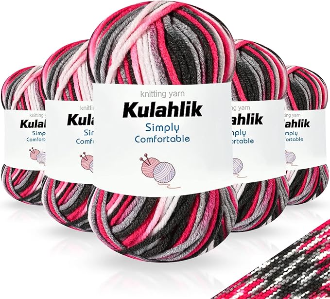 250g(5x50g) Acrylic Yarn for Crochet/Knitting, Colorful Gradient Yarn Thread, 5 Rolls Skeins, Perfect for Any Knitting Crochet and Crafts Mini Project