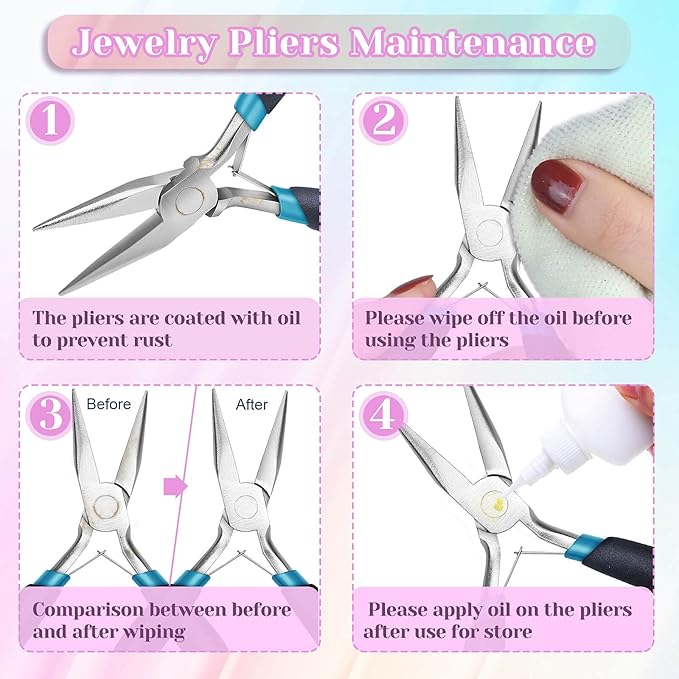 Jewelry Pliers Set, Paxcoo 3Pcs Jewelry Making Tools Kit includes Needle Nose Pliers, Round Wire Cutters for Supplies, Wrapping, DIY Crafts, Beading