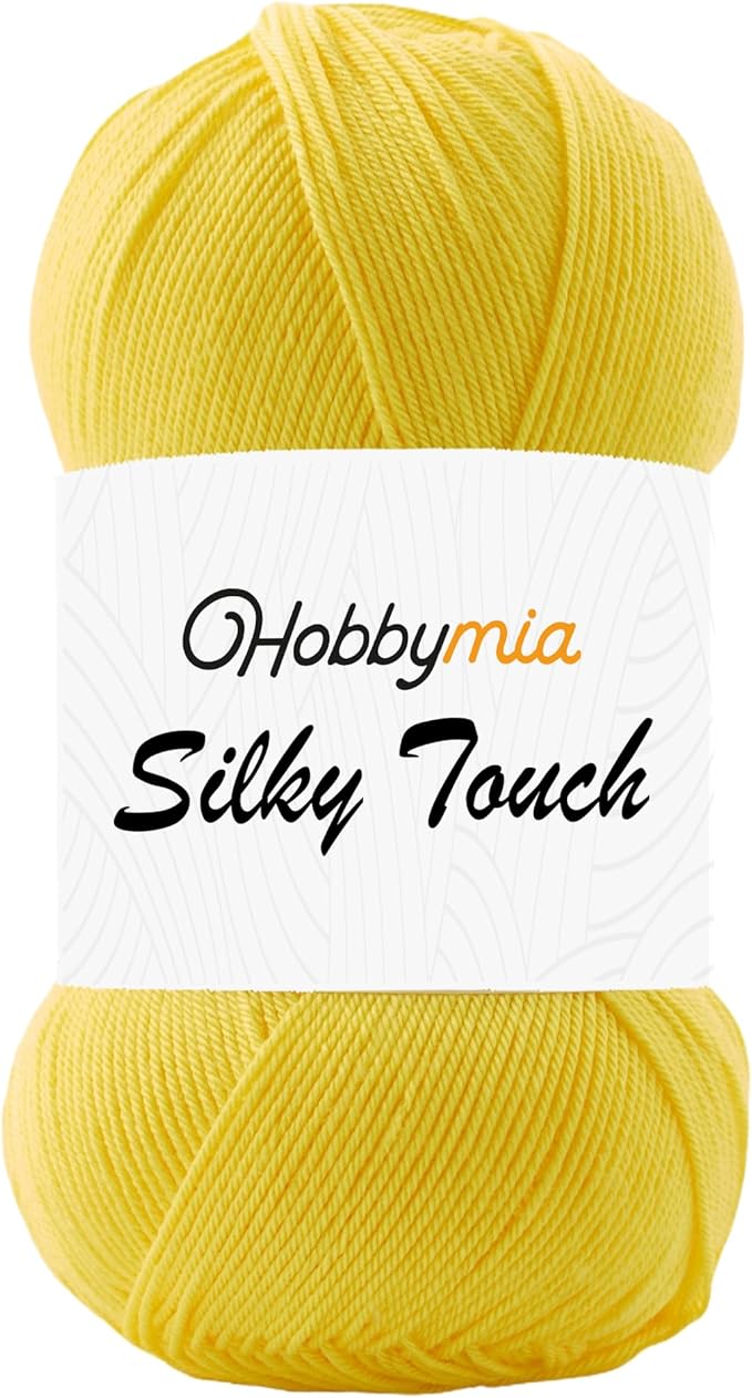 Silky Touch Acrylic Yarn - Soft Sport Weight Yarn for Crochet & Knitting - 100g / 383yds - 100% Microfiber Acrylic - Lightweight Fine Smooth Yarn(Yellow - Daisy, 1 Skein)