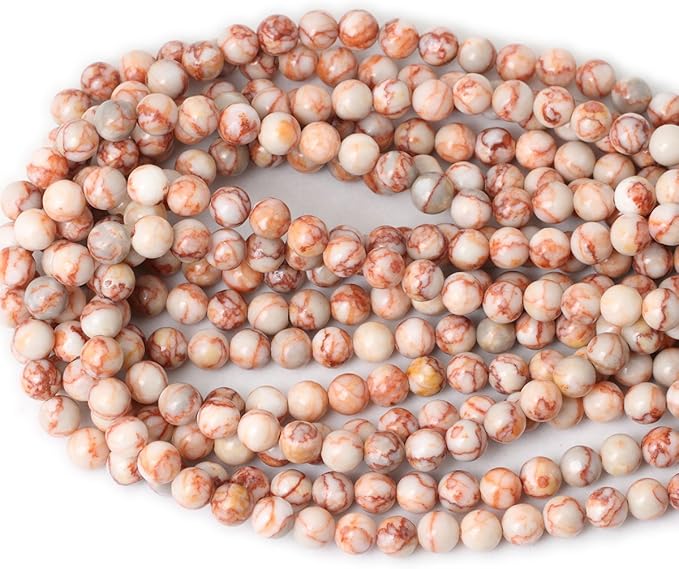 cheavian 45pcs 8mm natural red network stone round loose beads for jewelry making diy materials 1 strand 15"