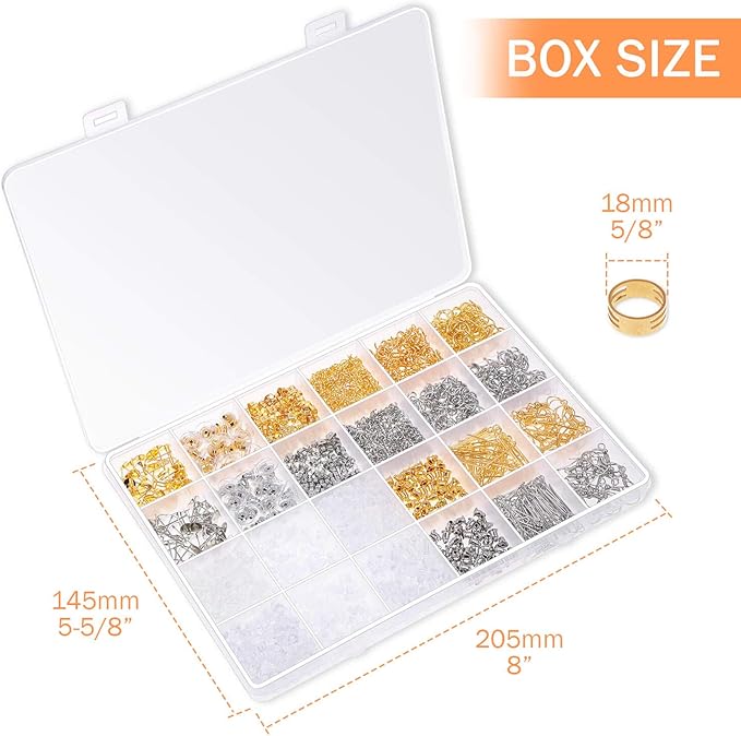 anezus earring making kit with earring hooks findings, earring backs posts, jump rings for jewelry making supplies, 2320pcs