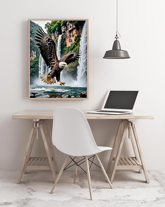 askkqtx Eagle Diamond Art Kits for Adults, Waterfall Diamond Painting Kits for Beginners, DIY 5D Full Drill Crystal Rhinestone Gem Art Craft Home Decor 12x16 Inch