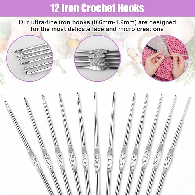 MECHEER Crochet Kits 54 Pack, Crochet Hook Set Knitting Kit for Beginners, Ergonomic Crochet Hooks Kit with Storage Case, Knitting Needles, Hand Craft Crocheting Supplies for Crocheters