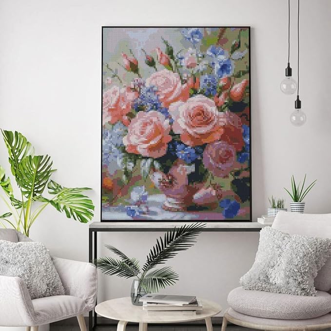 flowers stamped cross stitch kits cross stitch patterns,dimensions cross stitch kits embroidery kit arts and crafts for beginners 11.8x15.7 inch