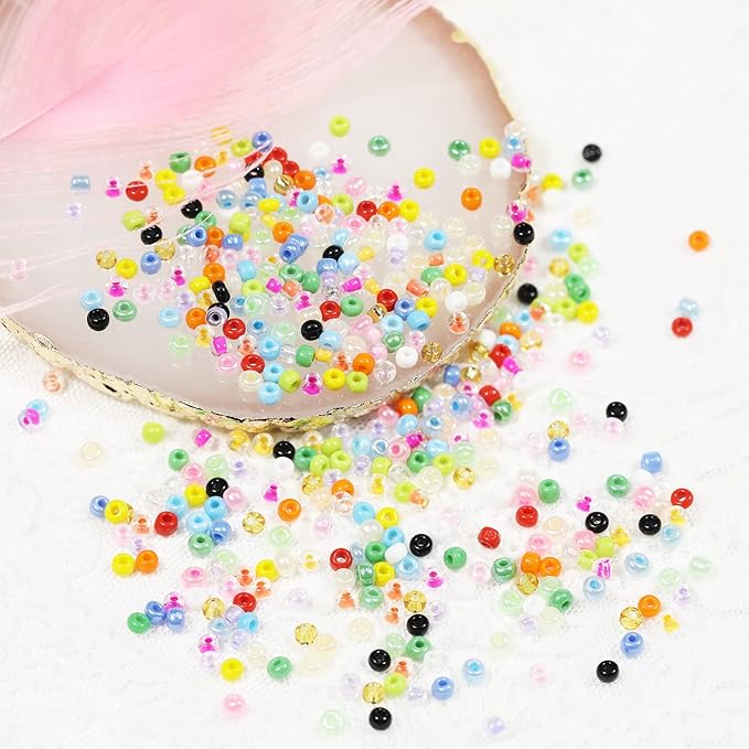 Size 3mm Glass Seed Beads 24 Colors Total About 7000pcs,8/0 Seed Beads for Making Jewelry Bracelets Necklace