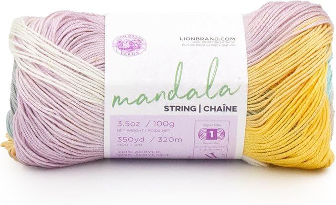 Lion Brand Yarn Mandala String, Fingering Yarn for Knitting and Crochet, Rock, 1 Pack