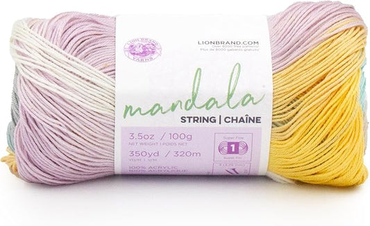 Lion Brand Yarn Mandala String, Fingering Yarn for Knitting and Crochet, Rock, 1 Pack