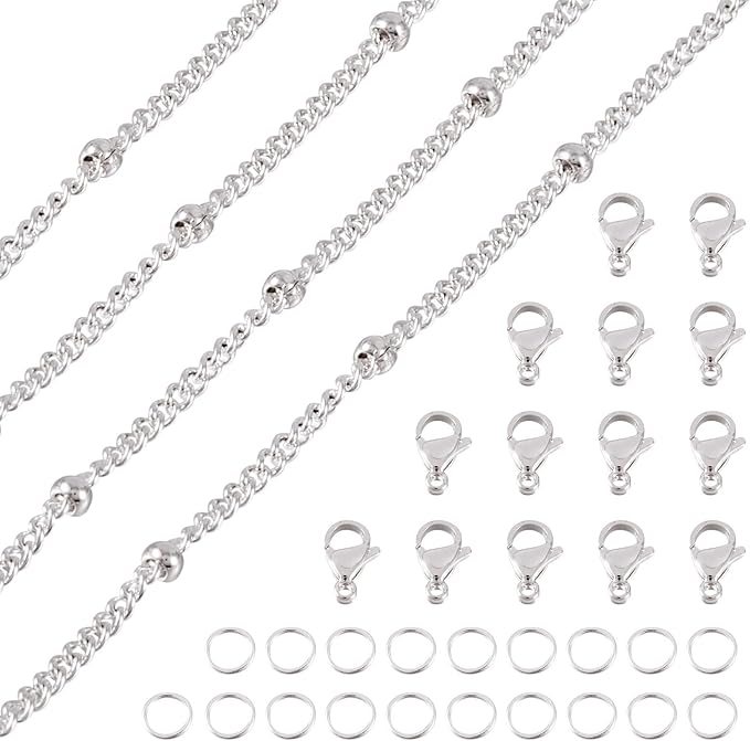 Sparkeads 5M Silver Chain for Jewelry Making,Stainless Steel Chain,Silver Link Necklaces for Women,Cable Chain Bracelet Chains for Bracelet DIY Earring Craft Supplies Jewelry Making,1.8-2.6x0.5mm