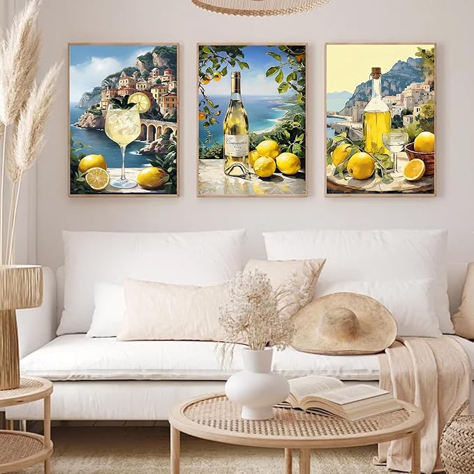 EIBEILI Diamond Art Kits for Adults, 3-Pack Limoncello Diamond Painting Kits for Beginner Round 5D Full Drill Diamond Dots Crafts for Home Wall Decor Gifts 12x16 Inch