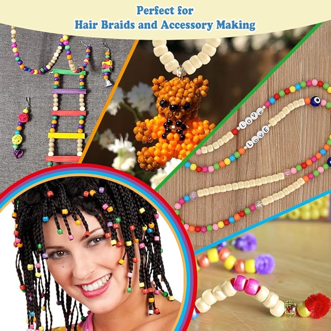 1100pcs Pony Beads,Bulk Beads for Jewelry Making Friendship Bracelet,Crafts Pony Bead for Bracelets Making,Hair Bead for Braids for Women