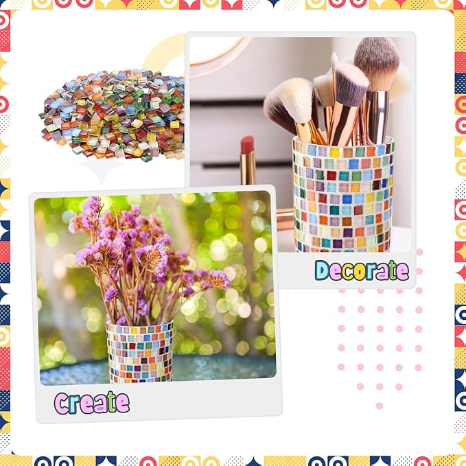 LemonRoad 2 Set DIY Mosaic Vase Kit Gifts for Adults Acrylic Cylinder Vases Arts and Crafts Kit with Complete Craft Accessories Supplies for Handmade Home Decor Painting Mosaic Lovers Birthday Gifts