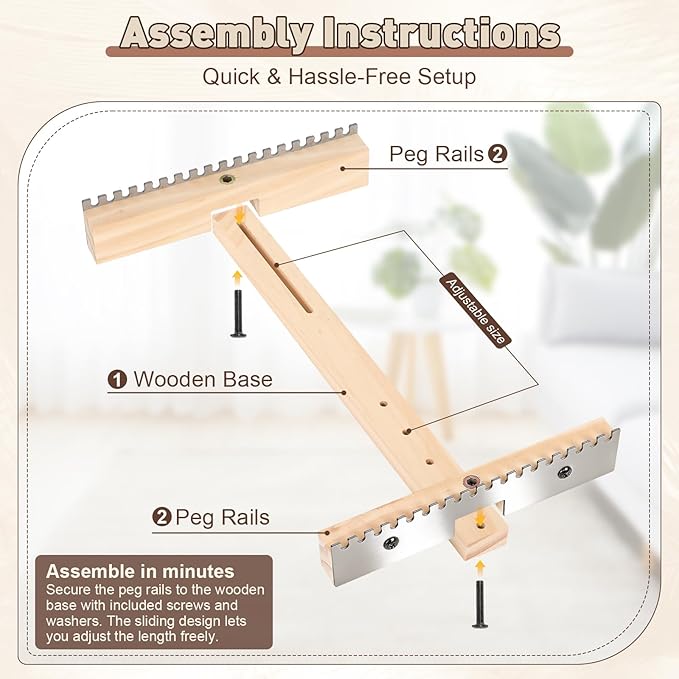 Adjustable Tapestry Weaving Loom, Wooden Craft Weaving Loom Kit, Small Expandable 4.72in to 13in, Wooden Frame to Handcraft Art for Beginners Experts, Wood Weaving Kit
