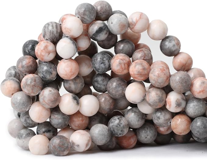 cheavian 35pcs 10mm natural pink zebra jasper round loose beads for jewelry making diy handmade 1 strand 15"