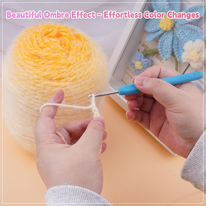 Weabetfu Gradient Cake Yarn for Crocheting & Knitting-Ombre Yarn Cake of 200g/7.05oz.-80% Acrylic,20% Nylon|Light Weight&Soft Crochet Yarns for Scarves,Blankets & Garments-07