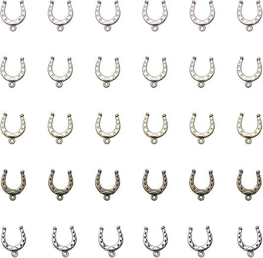 50 Pcs Horseshoe charms Metal Vintage Pendants for Jewelry Making Finding Kits Necklace Bracelet Crafting Keychain Key Rings DIY Gift Idea Accessories Supplies