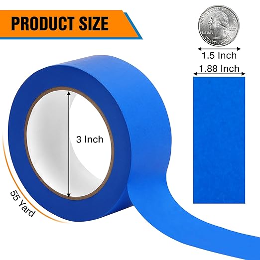 HongWay Masking Tape 2 Inch, 10 Rolls x 55 Yard (550yds in Total) Painters Tape for Painting Labeling Arts Crafts, Easy Removal, No Residue (1.88in Blue)