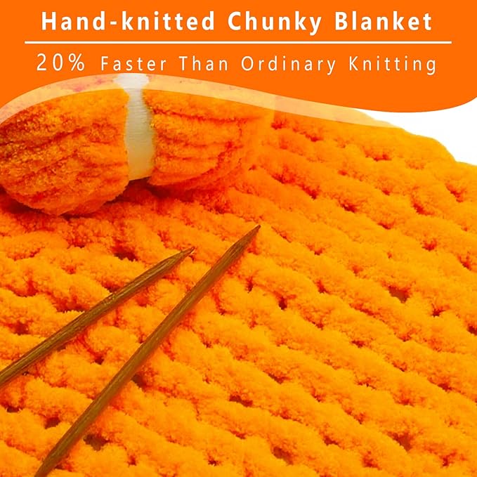 8 Pack Orange Chunky Yarn for Hand Knitting, Chunky Chenille Yarn, Jumbo Big Thick Chunky Yarns for Crocheting, Super Bulky Chunky Knit Blanket Yarns (27.9 yds,7.97 oz Each Skein)