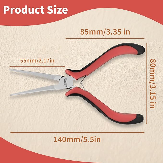 houseran long needle nose pliers 5.5"-5 pack long nose mini precision pliers for jewelry making with spring loaded for diy, craft, repairing