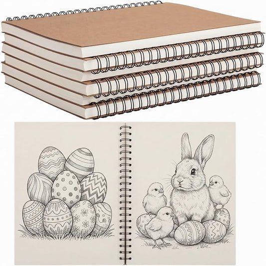 PerKoop 6 Pcs 8.5"x11" Spiral Sketch Pad A4 Large 100 Sheet Blank Notebook Sketch Pads 60 lbs (100 GSM) Back to School Gifts Sketching Drawing Pad Journals Art Sketchbook for Teachers Students Kids