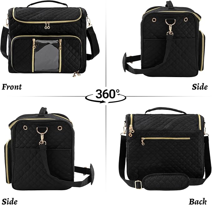 Knitting Bag- Crochet Bags for on The go,Yarn Storage Organizer, Perfect for Knitting and Crochet Accessories（black）