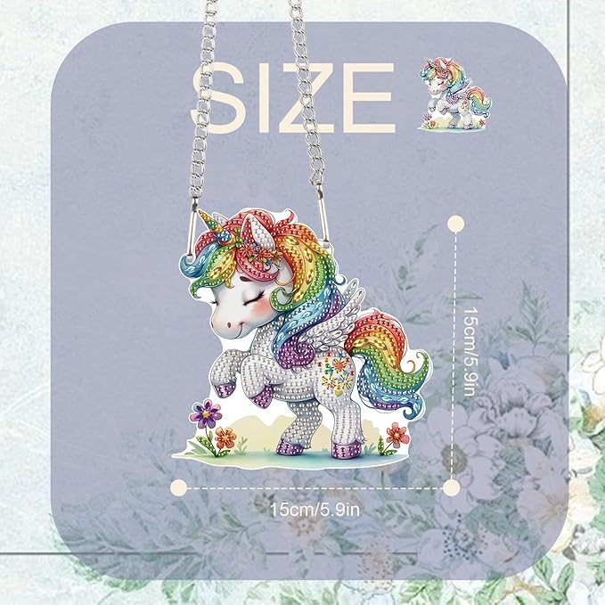 TDFERAN Diamond Painting Pendant Colorful Unicorn DIY Diamond Art Decoration Kit Window Pendant, Gem Art Wall Home Window Decoration Adult Digital Painting Women Crafts Hobby