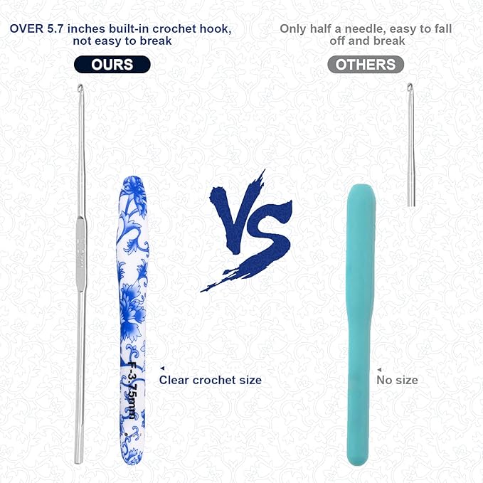 BCMRUN 3.75 mm(F) Crochet Hook, Ergonomic Handle for Arthritic Hands, Extra Long  Knitting Needles for Beginners and Crocheting Yarn (3.75mm-F)