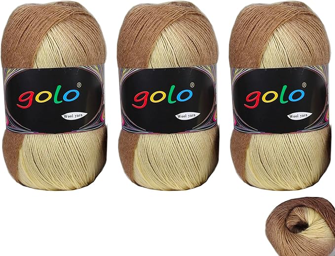 golo Wool Yarn for Hand Knitting 100g X 3 Cachemire Multicolor Rainbow Yarn