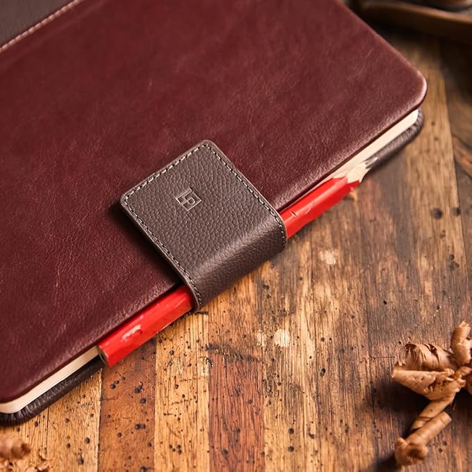 Luxury Leather Sketchbook, Hardcover Drawing Notebook, Pen Loop/Magnetic Closure, Acid Free 150gsm Thick Paper, Full Grain Leather Artisan Collection by Leatherpress (9.3” x 7.8” x .9”)