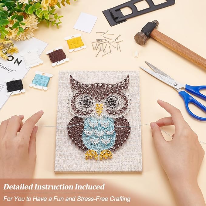 WEBEEDY DIY String Art Kit Owl Craft Kit Creative Craft Kits for Adult Graduation Christmas Halloween Gifts Home Wall Table Graduation Party Decorations