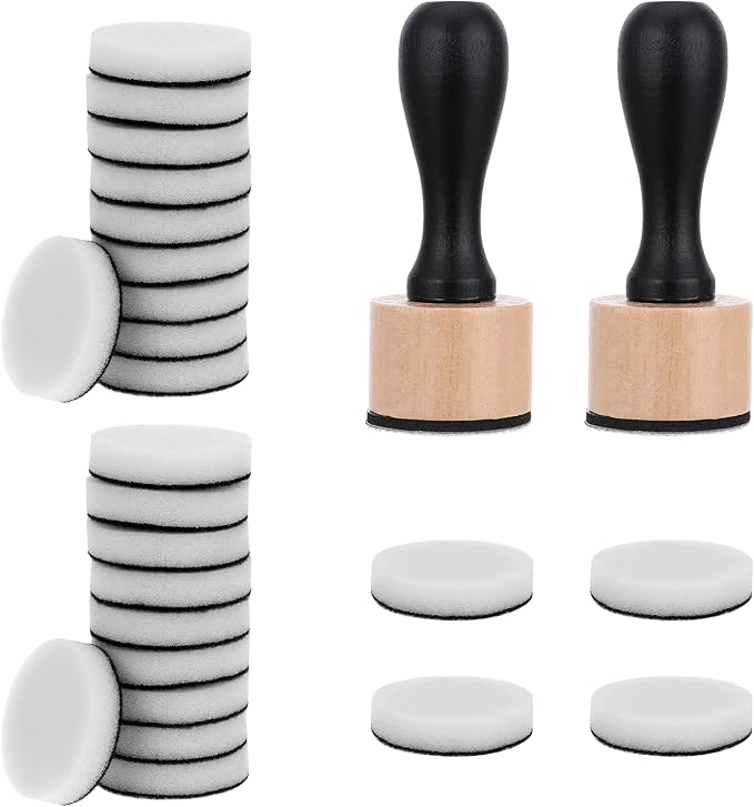 26 Pack Mini Round Ink Blending Tool with Foams Set Including 24PCS Replacement Refill Sponge, Refill Foam Tool No More Inky Fingers Ink Blending Tool with Spare Pads for Foam Scrapbooking Craft Stamp